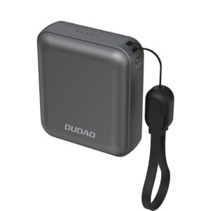 Dudao išorinė baterija K22+ itin kompaktiška 10000mAh 22.5W USB-C su pakabuku / laidu - pilka
