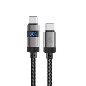Acefast C15-03 USB-C - USB-C Kabelis su ekranu 480 Mb/s 60W 1,2 m - juodas