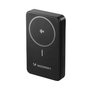 Wozinsky išorinė baterija WLWP-10KA0Y3S 22.5W PD Qi2 10000 mAh, su stovu, 1x USB-A, 1x USB-C - juoda