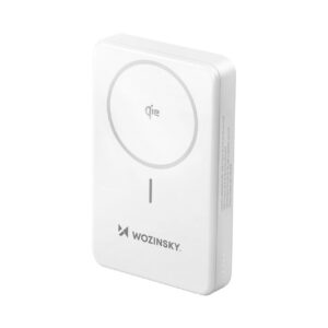 Wozinsky išorinė baterija WLWP-10KA0Y3WS 22.5W PD Qi2 10000 mAh, su stovu, 1x USB-A, 1x USB-C - balta