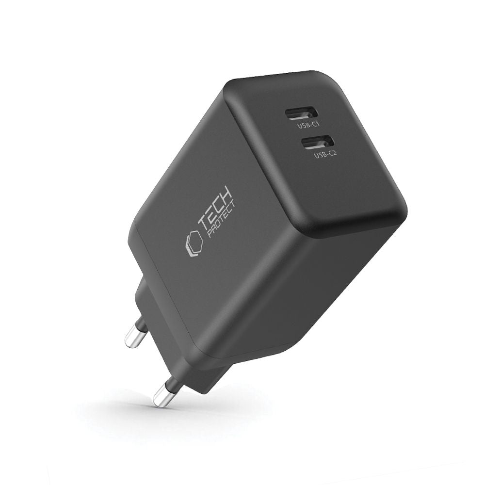 Tech-Protect NC45W-GAN 2-PORT PD45W sieninis įkroviklis - juodas