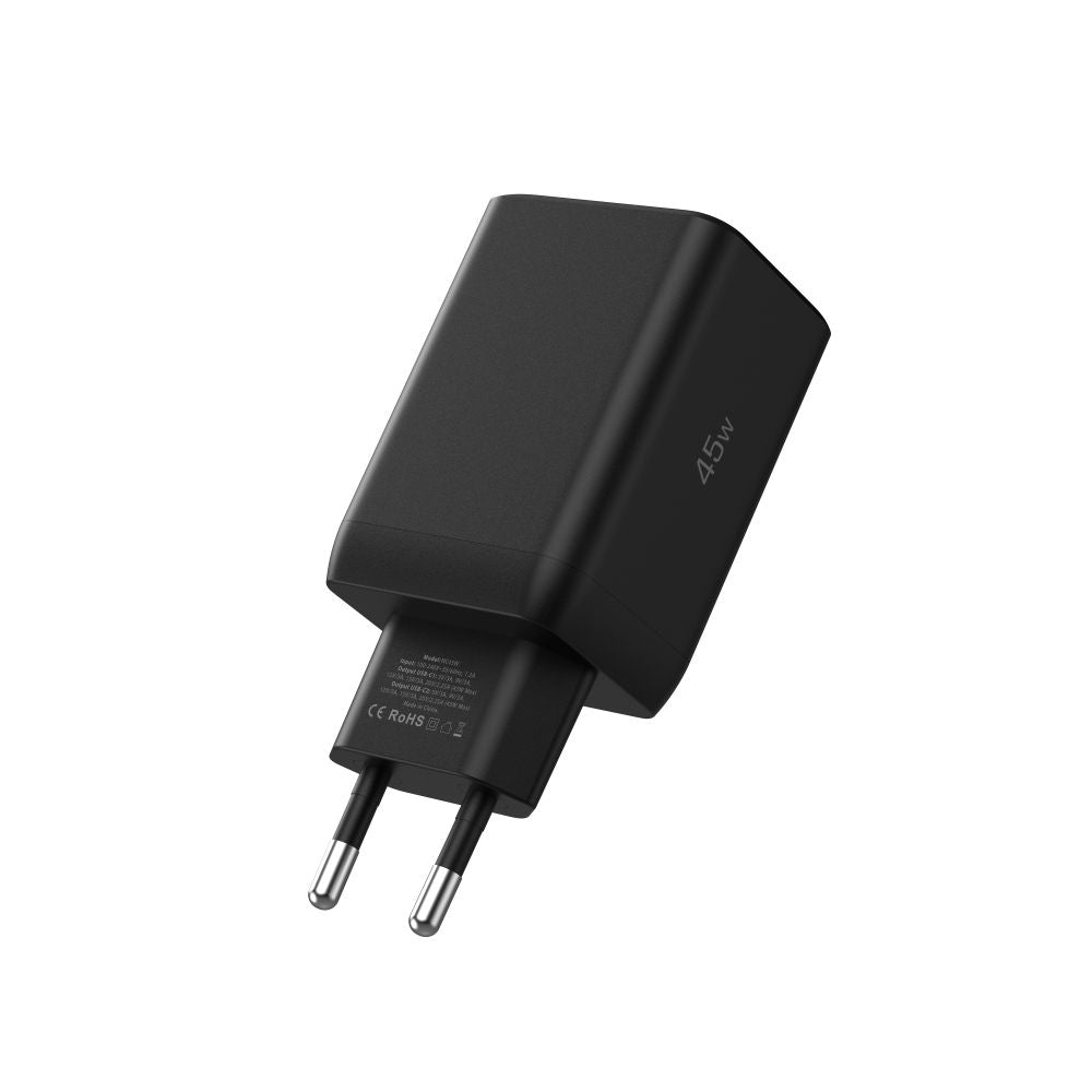 Tech-Protect NC45W-GAN 2-PORT PD45W sieninis įkroviklis - juodas