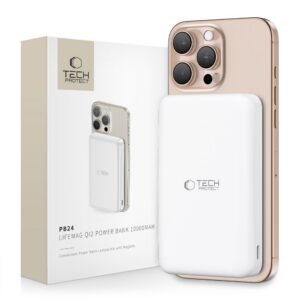 Tech-Protect išorinė baterija PB24 LifeMag QI2 MagSafe 10000 mAh - balta