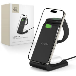 Tech-Protect QI15W-A36 3in1 įkrovimo stotelė skirta Apple - juodas