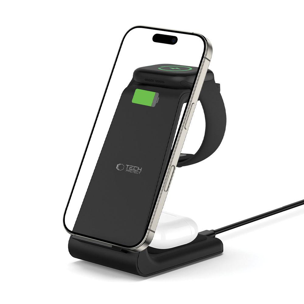 Tech-Protect QI15W-A36 3in1 įkrovimo stotelė skirta Apple - juodas