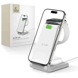 Tech-Protect QI15W-A36 3in1 įkrovimo stotelė skirta Apple - baltas