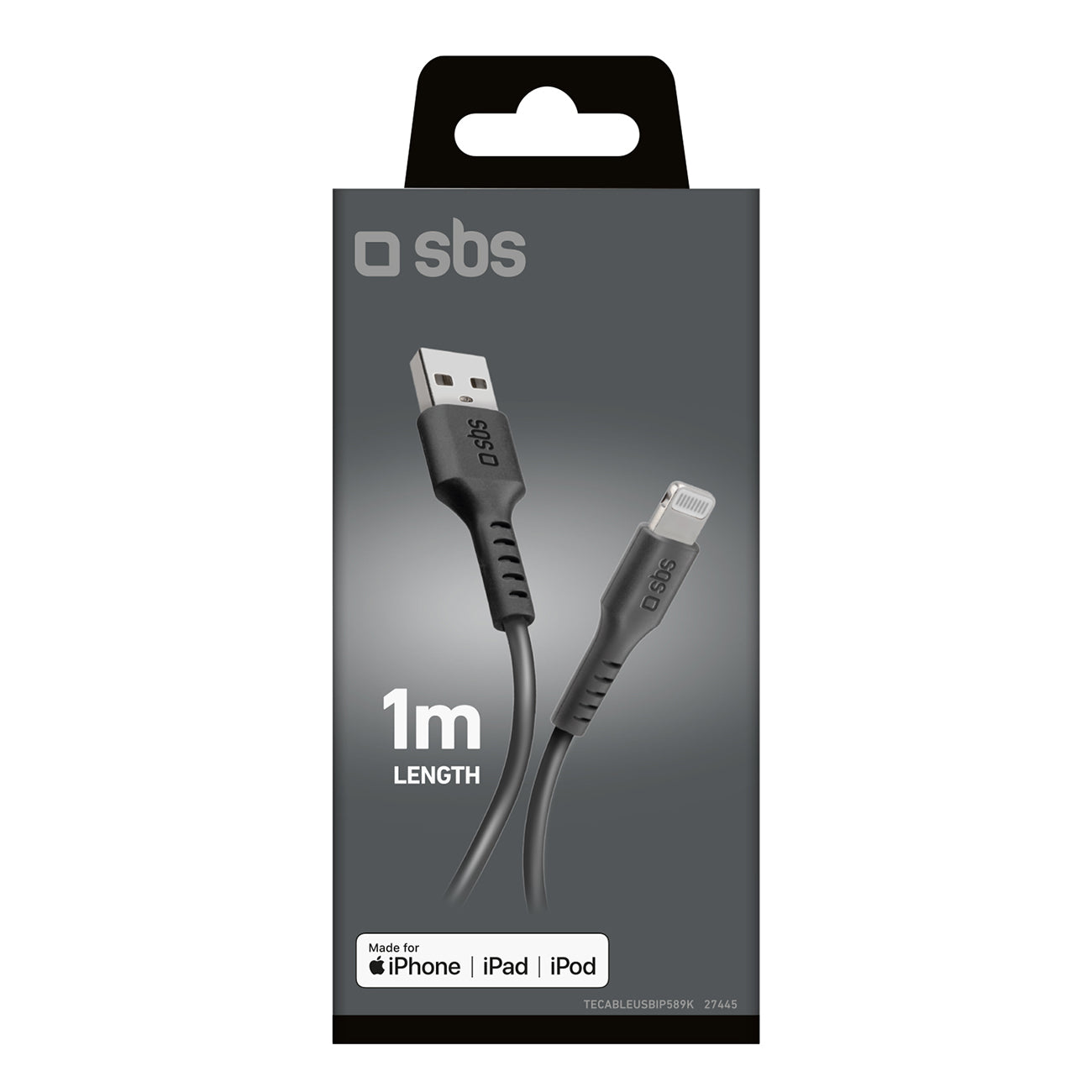 SBS TECABLEUSBIP589K USB-A - Lightning laidas 1m MFi sertifikuotas - juodas