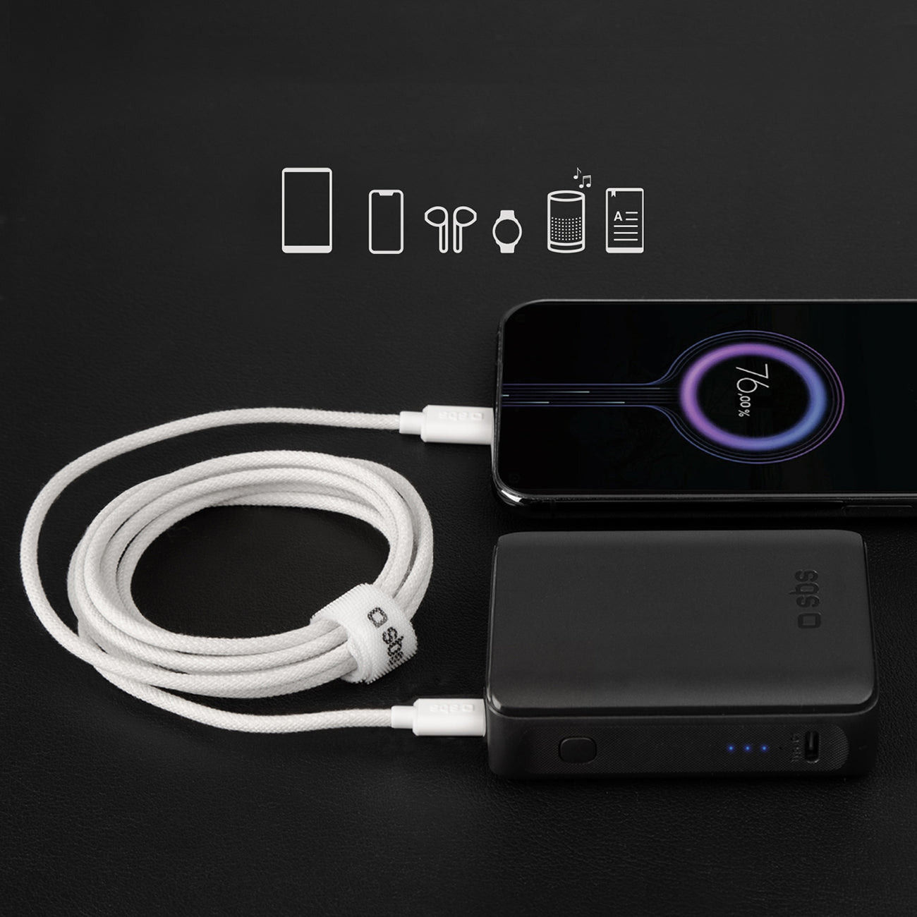 SBS TECABLETISSUETCCG USB-C - USB-C 1.5m 60W pintas laidas - pilkas