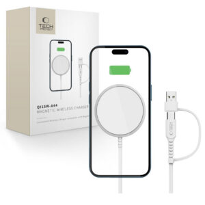 Tech-Protect QI15W-A44 magnetinis belaidis įkroviklis su MagSafe - baltas