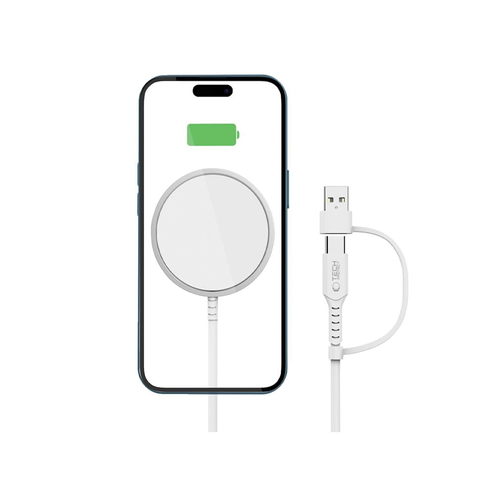 Tech-Protect QI15W-A44 magnetinis belaidis įkroviklis su MagSafe - baltas