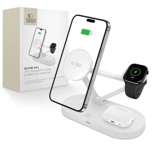 Tech-Protect 3in1 belaidis įkroviklis su MagSafe Apple įrenginiams QI15W-A41 - baltas