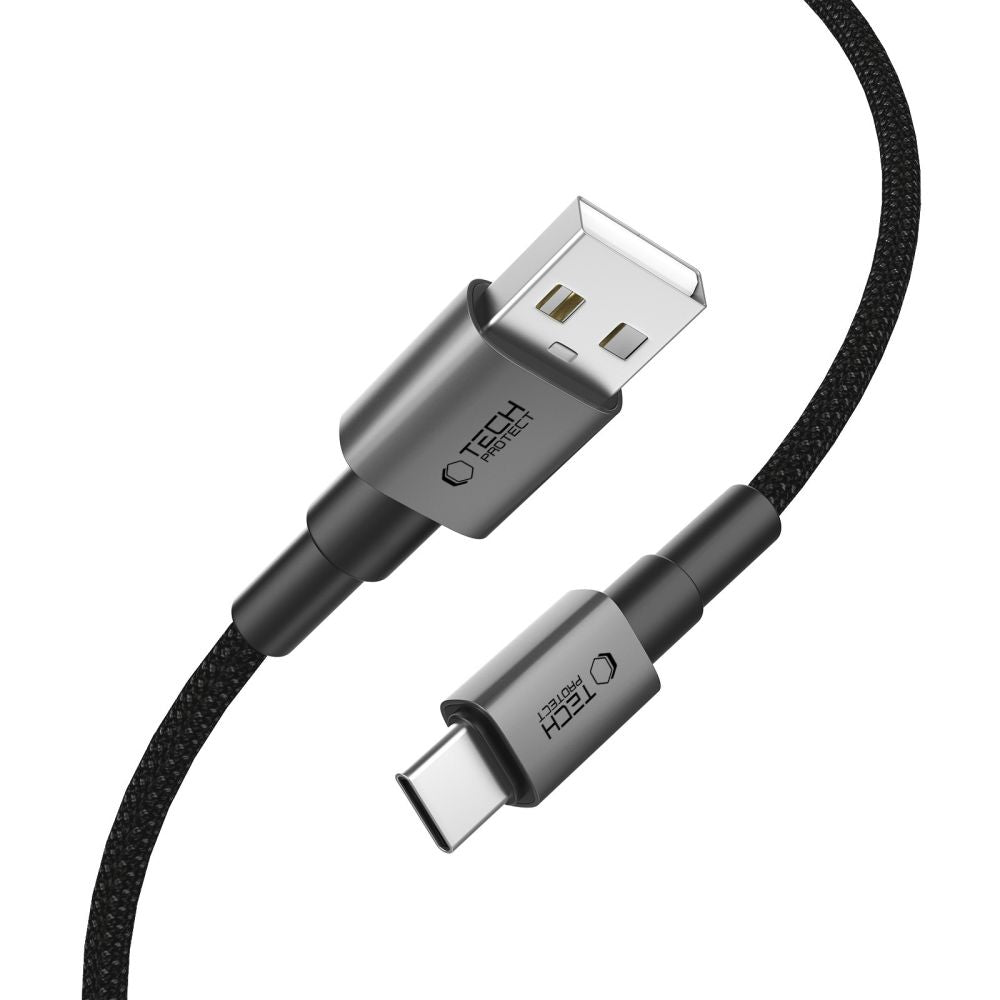 Tech-Protect UltraBoost DNA USB-A / USB-C Laidas 15W/3A 100cm - pilkas