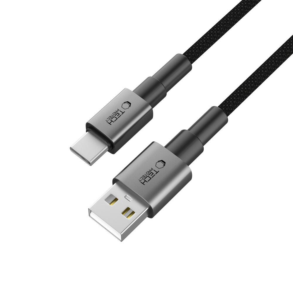 Tech-Protect UltraBoost DNA USB-A / USB-C Laidas 15W/3A 100cm - pilkas