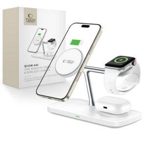Tech-Protect 3in1 belaidis įkroviklis su MagSafe Apple įrenginiams QI15W-A45 - baltas