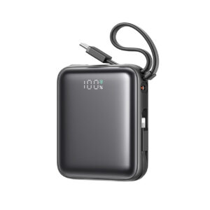 Joyroom išorinė baterija JR-PBF27 10000mAh 22.5W su integruotais USB-C ir Lightning laidais - juodas