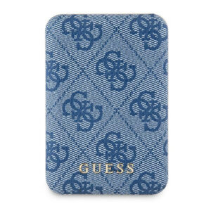 Guess indukcinė išorinė baterija 15W GUPB5FP4EMGB 5000mAh mėlynas/mėlynas 4G Leather Metal Logo MagSafe