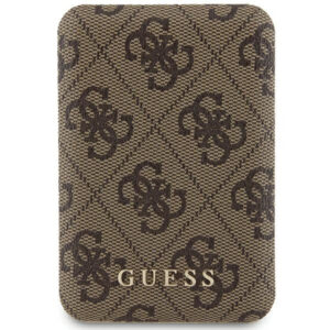 Guess indukcinė išorinė baterija 15W GUPB5FP4EMGW 5000mAh rudas/rudas 4G Leather Metal Logo MagSafe