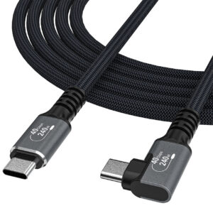 Wozinsky WPS1-UY41S Kampinis laidas USB-C USB4 40Gb/s 240W 1.5m 4K juodas
