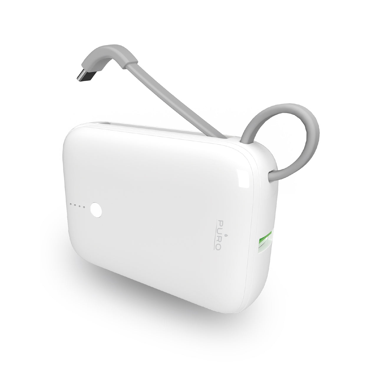 Puro Išorinė baterija Power Link 10 Plus 10000mAh su integruotu USB-C laidu - baltas