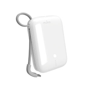 Puro Išorinė baterija Power Link 10 Plus 10000mAh su integruotu USB-C laidu - baltas