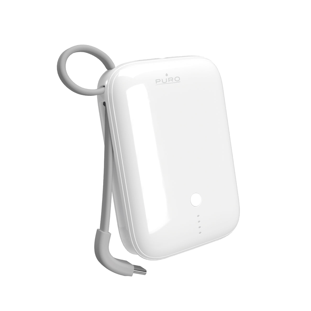 Puro Išorinė baterija Power Link 10 Plus 10000mAh su integruotu USB-C laidu - baltas
