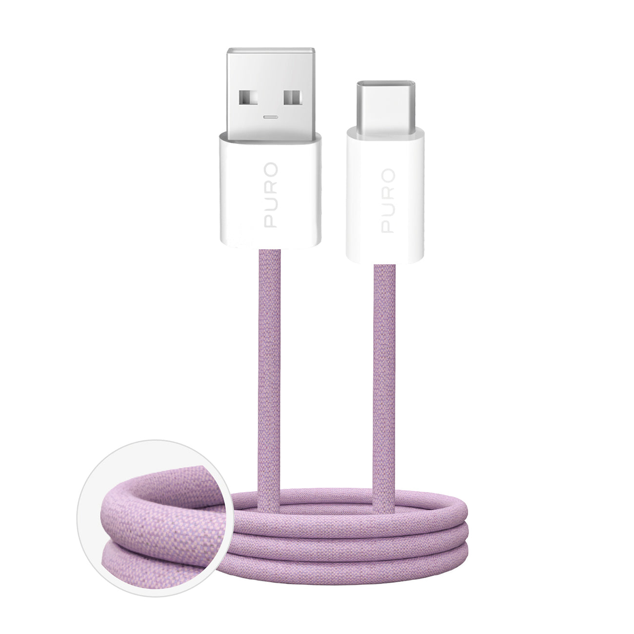 Puro Fabrik 2.0 10W USB-A - USB-C pintas laidas 1.5m - rožinis