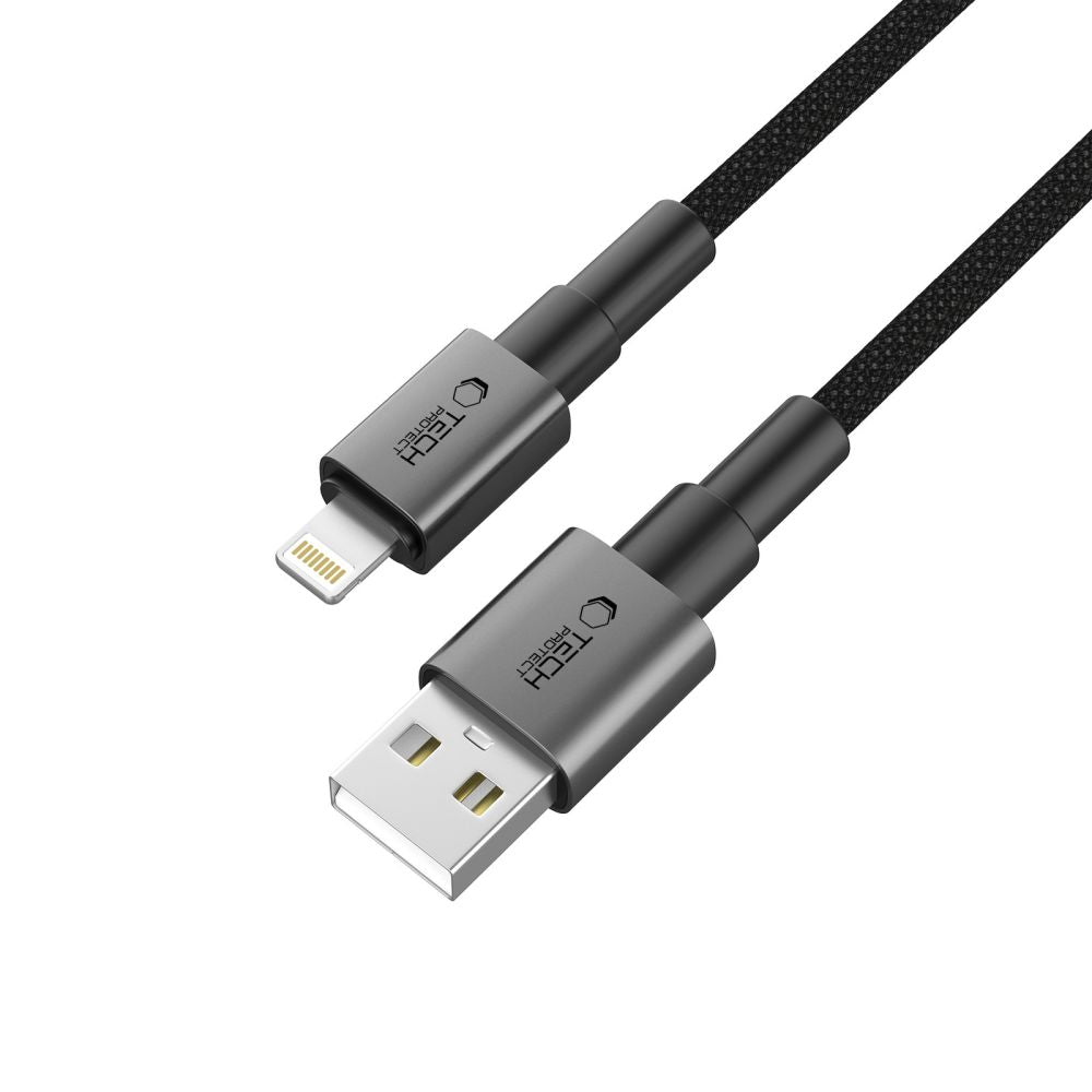 Tech-Protect Ultraboost DNA USB-A / Lightning laidas 12W/2.4A 25 cm - pilkas