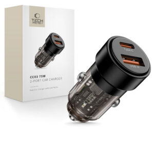CC03 2 jungčių PD75W automobilinis įkroviklis - juodas