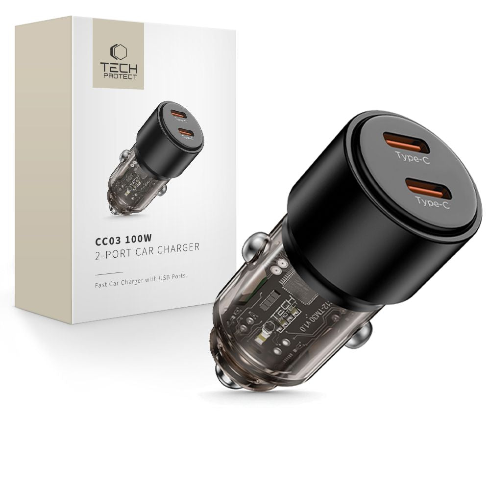 CC03 2 jungčių PD100W automobilinis įkroviklis - juodas