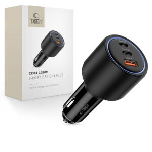 CC04 3 jungčių PD130W automobilinis įkroviklis - juodas