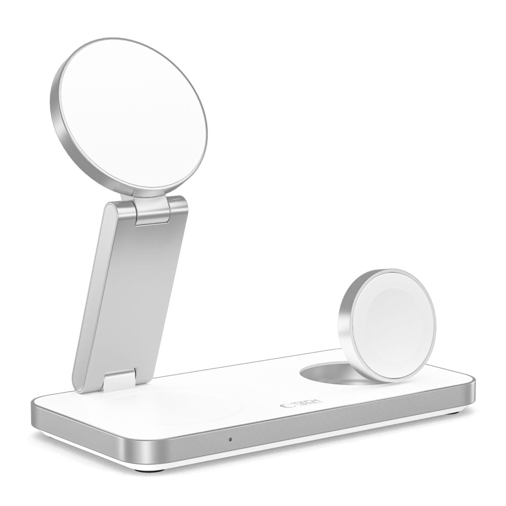 Tech-Protect QI15W-A47 MagSafe 3in1 indukcinis įkroviklis + USB-C laidas - baltas