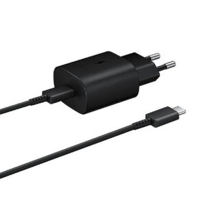Samsung 25W EP-TA800EBE USB-C sieninis įkroviklis su Samsung EP-DA705BBE USB-C / USB-C laidu (Replacement Pack) - juodas