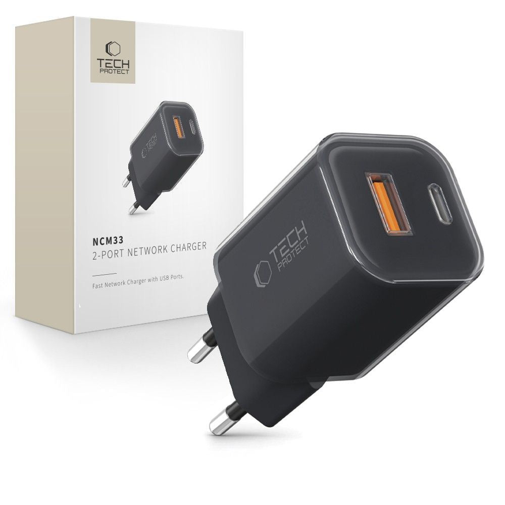 Tech-Protect NCM33W 2 jungčių PD33W/QC3.0 sieninis įkroviklis - juodas