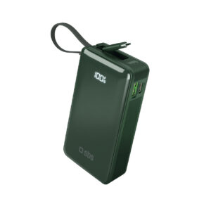 SBS išorinė baterija 10000 mAh 20W su integruotu USB-C laidu ir skaitmeniniu ekranu žalia