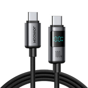 Joyroom S-A16 Pro Prism Series 100W USB-C - USB-C Laidas su skaitmeniniu ekranu 1.2m - juodas