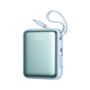Joyroom išorinė baterija JR-PBF27 22.5W 10000mAh su dviem integruotais laidais mėlyna