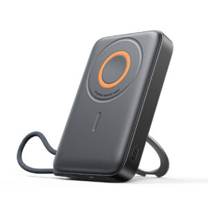 Joyroom išorinė baterija JR-PBM02 22.5W 10000mAh 3in1 magnetinė indukcinė, suderinama su MagSafe, su integruotu laidu juoda