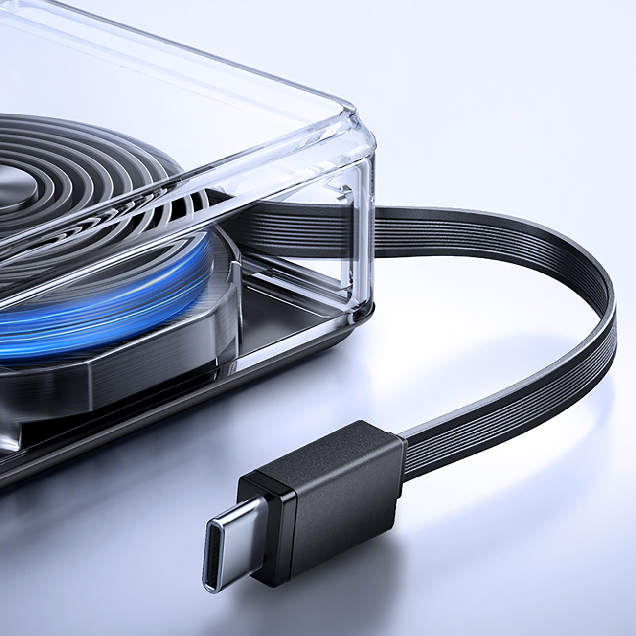 Joyroom išorinė baterija JR-PR1 10000mAh 22.5W su integruotu ištraukiamu USB-C laidu juoda