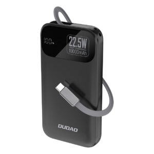 Dudao Išorinė baterija K31 10000 mAh 22.5W PD su integruotu laidu - juodas