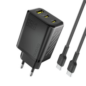 Dudao A29C 65W GaN sieninis įkroviklis + USB-C laidas - juodas
