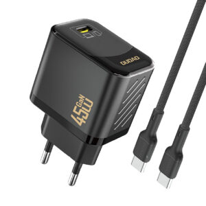 Dudao A28C 45W GaN sieninis įkroviklis + USB-C laidas - juodas