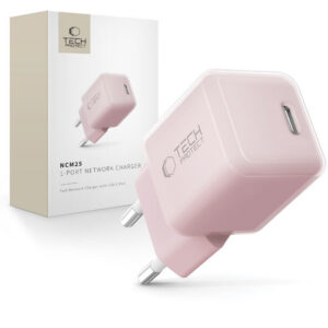 Tech-Protect NCM25 USB-C PD 25W sieninis įkroviklis - rožinis