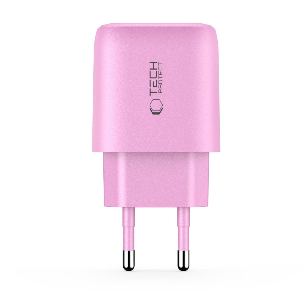 Tech-Protect NCA20 PD 20W QC3.0 USB-A / USB-C sieninis įkroviklis - rožinis