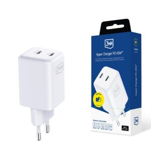 3mk Hyper Charger PD 45W QC4+ PPS 2C Super-Fast Charge 2.0 sieninis įkroviklis - baltas