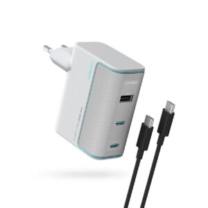 Cuktech AD1003EU 100W GaN 2x USB-C + USB-A Wvisas įkroviklis su laidu - White