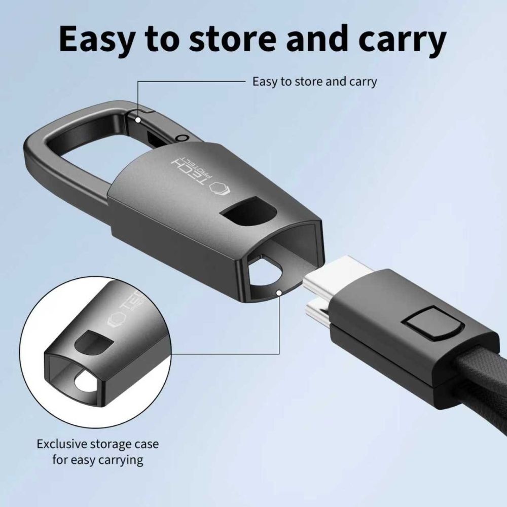 Tech-Protect Laidas Ultraboost DNA su raktų pakabuku USB-C PD 60W / 3A - pilkas