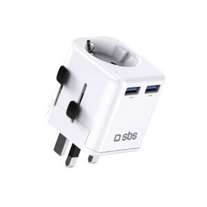 SBS Universalus kelioninis adapteris EU 2xUSB-A - baltas