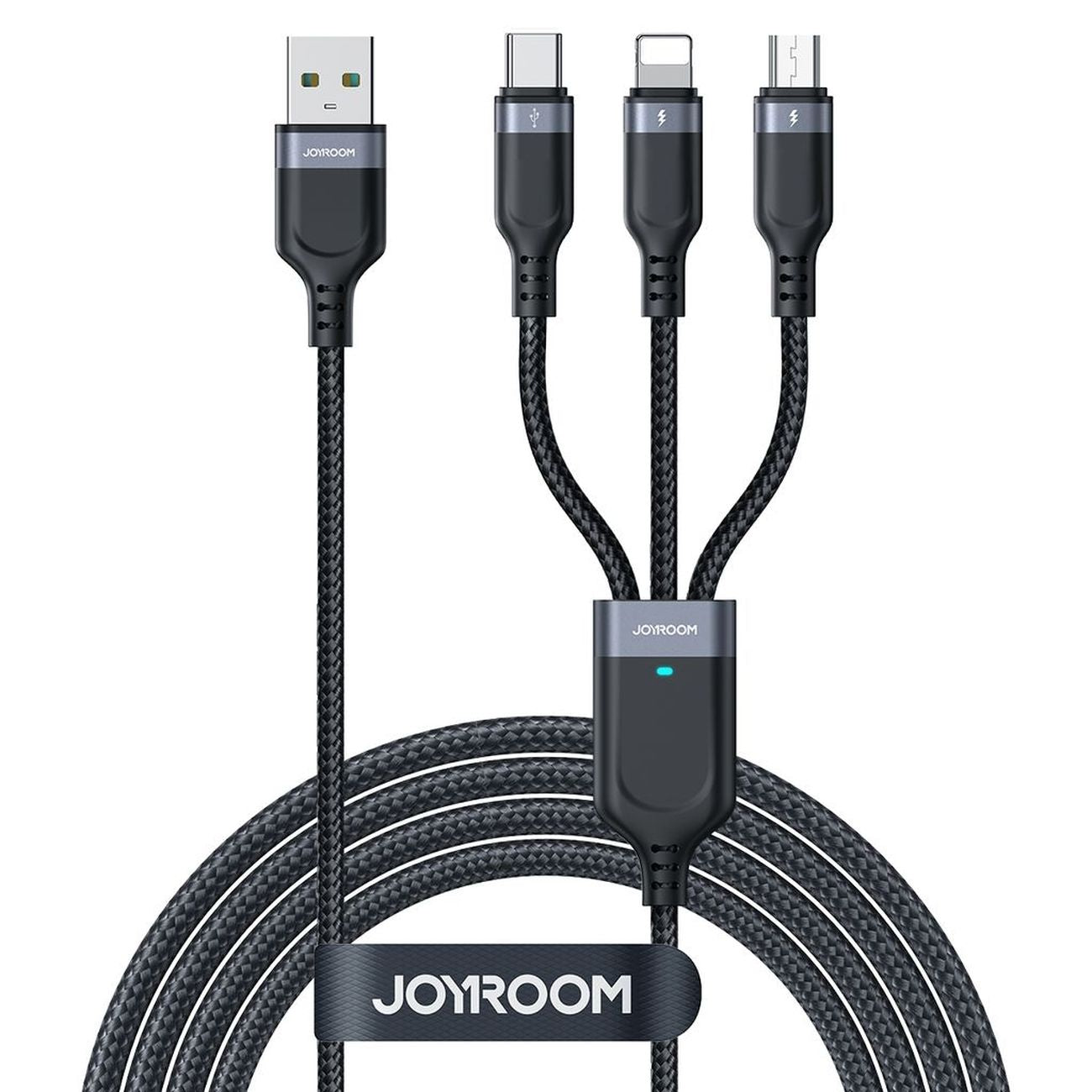 Joyroom Laidas S-A18 3in1 3.5A USB-A - Lightning+USB-C+MicroUSB 1.2m juodas