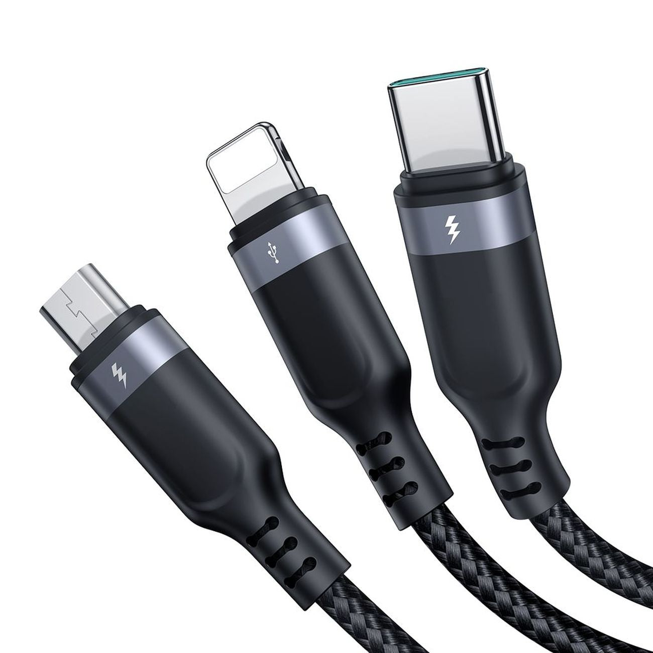 Joyroom Laidas S-A18 3in1 3.5A USB-A - Lightning+USB-C+MicroUSB 1.2m juodas