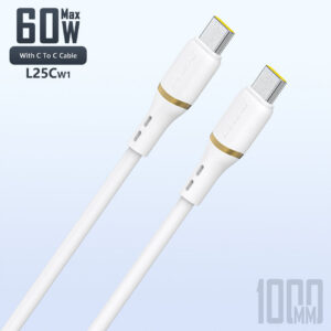 Dudao Laidas L25C USB-C - USB-C Silicone 60W 1m baltas